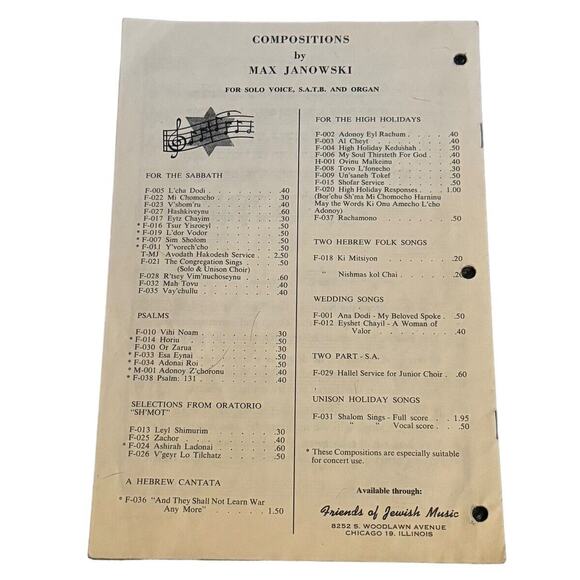 Jewish Sheet Music (2) Cantor Choir Organ Sim Sholom Ahavat Olam Max Janowski - Picture 4 of 8